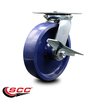 Service Caster 8 Inch Heavy Duty Solid Poly Caster with Roller Bearing and Brake SCC-35S820-SPUR-SLB